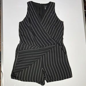 White House Black Market Black and White Striped Sleeveless Asymmetrical Dress
